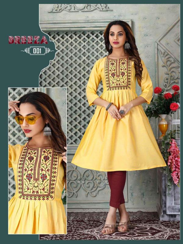 Trendy Breeza Rayon Regular Wear Fancy Kurti Collection